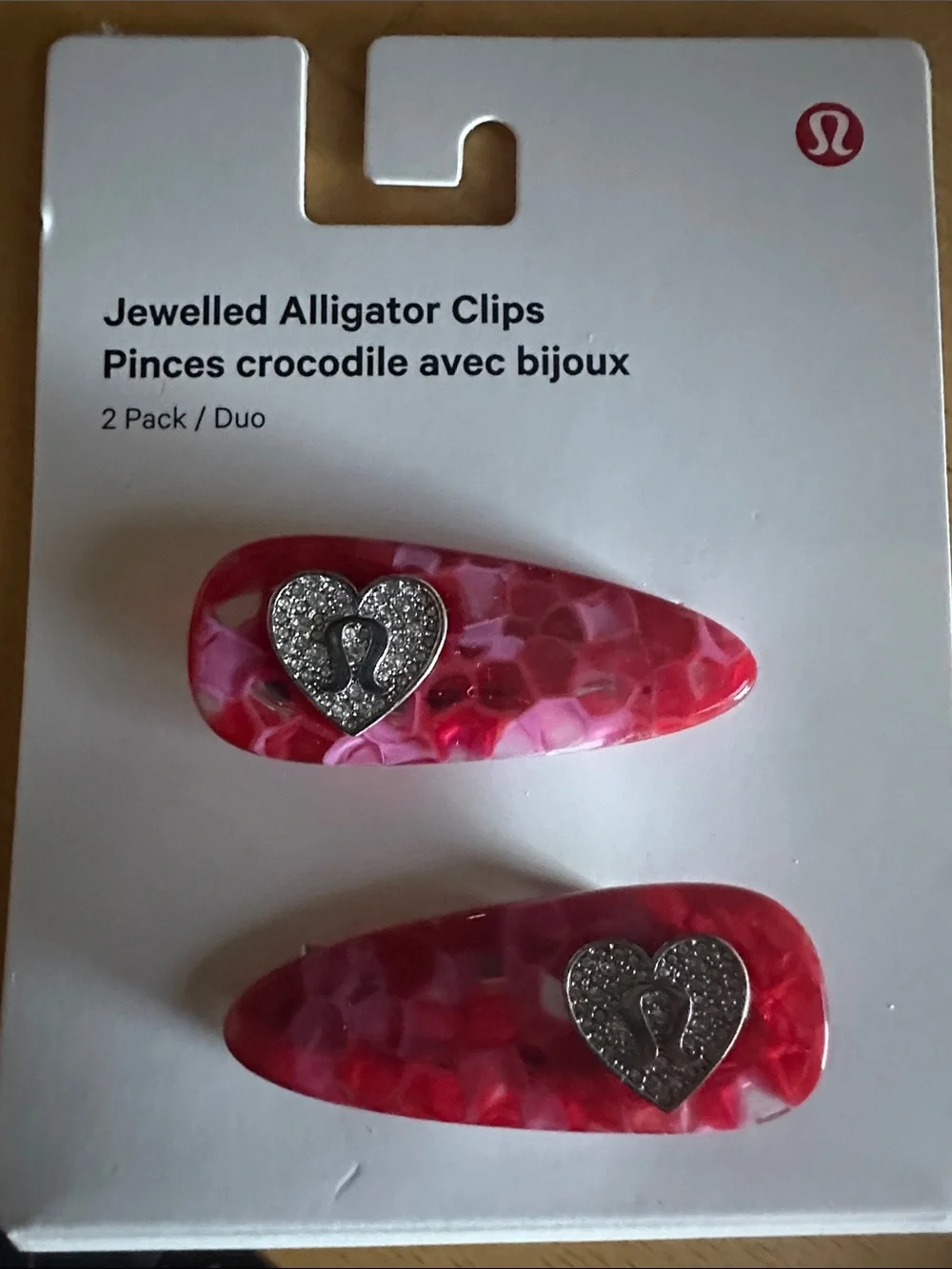 lululemon athletica Pink Jeweled Alligator Hair Clips - 2 Pack